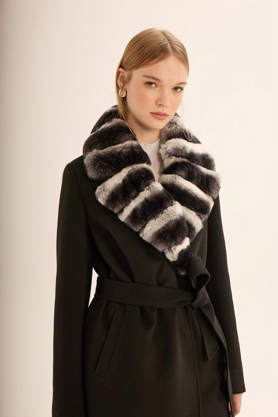 Black Statement Collar Coat
