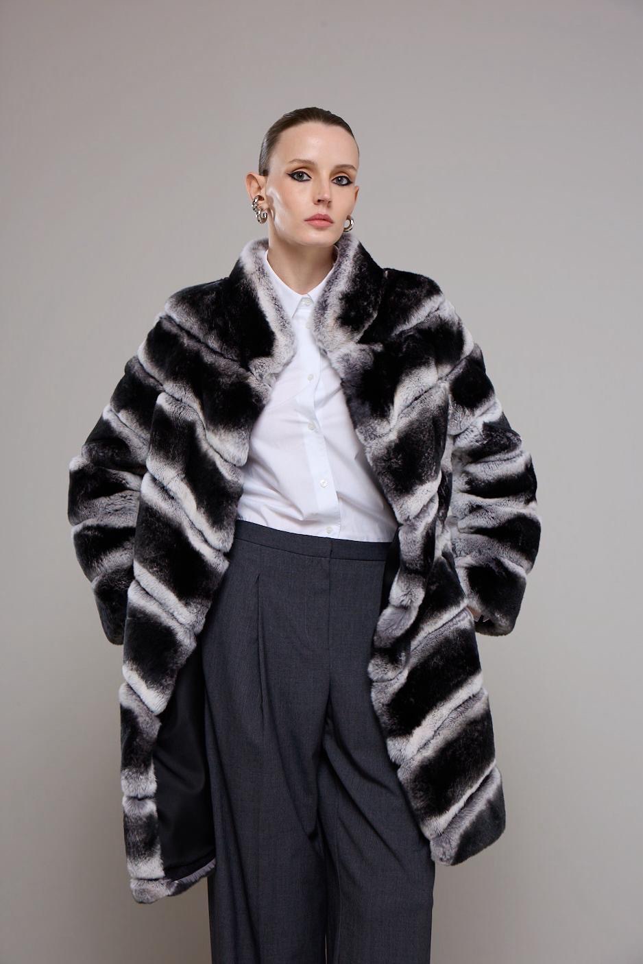 Monochrome Fur-Style Coat